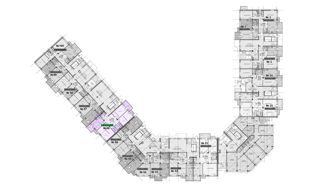 Схема расположения квартиры 86, 1 этаж, Троицкий бульвар дом 7. Микрорайон ЖК Солнечный