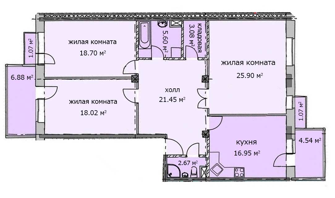 Квартира 86, 1 этаж, Троицкий бульвар дом 7. Микрорайон ЖК Солнечный